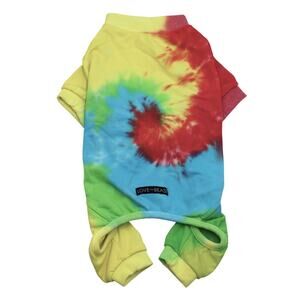 Love Thy Beast Tie-Dye French Terry Warm Rainbow Dog Bodysuit Size M